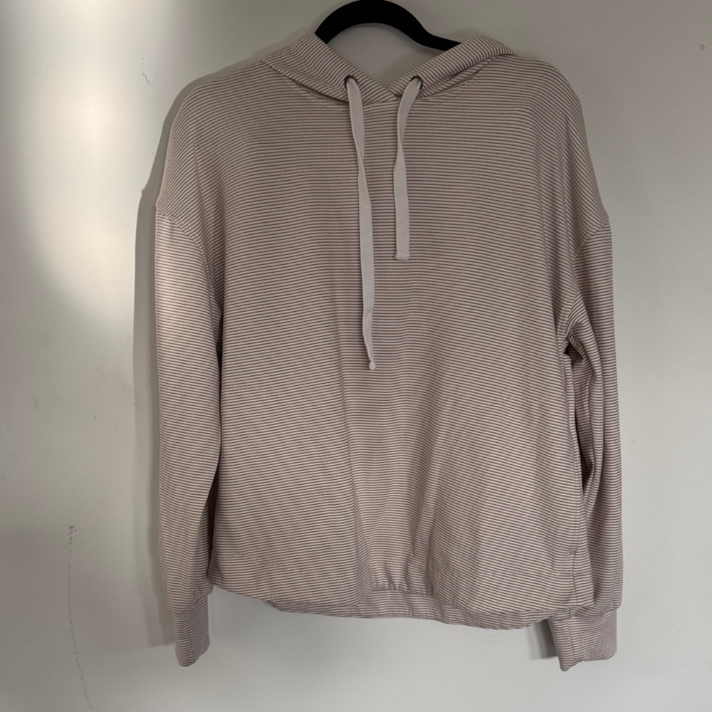 Evereve Light Taupe Striped Hoodie